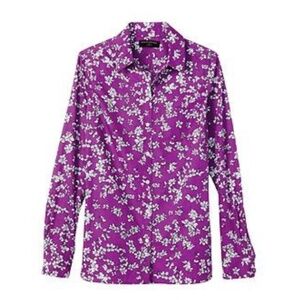 Banana Republic Print Classis Poplin Top Purple